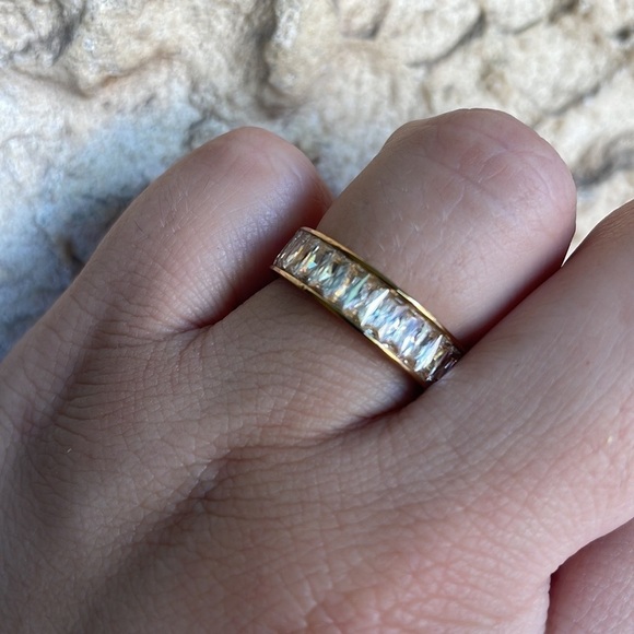 Cubic Zirconia Ring Jewelry Exquisite Wedding Engagement Gold Plated Size 6 New - Picture 11 of 14